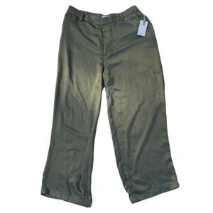 Good American Satin Wide-Leg Pants in Juniper Green (NWT, Size 14/32)